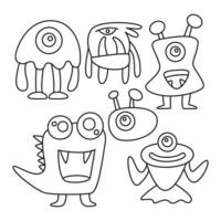 cute mosnter character line illustration vector