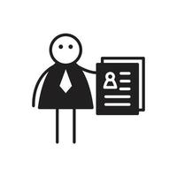 businessman stick figure holding resume illustration vector