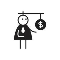 businessman stick figure and money debt trap concept illustration vector