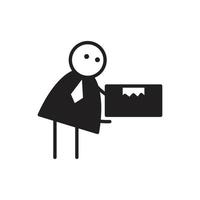 businessman stick figure holding box illustration vector