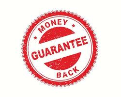 Money back guarantee  stamp in rubber style, red round grunge money back guarantee sign, rubber stamp on white, vector illustration
