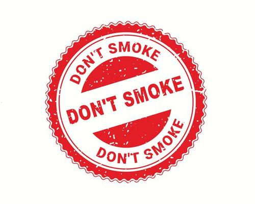 Don't smoke stamp rubber style, red round grunge don't smoke sign, rubber stamp on white, vector illustration