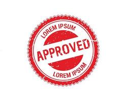 Approved stamp in rubber style, red round grunge approved sign, rubber stamp on white, vector illustration