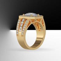 cushion cut center diamond halo engagement ring with 3 line stones on shank 3d render photo