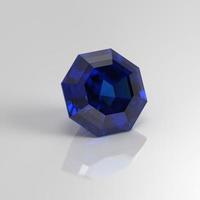 blue sapphire gemstone octagon 3D render photo