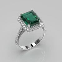 emerald gem halo engagement ring photo