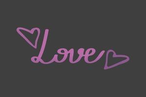 Hand-drawn words love. Valentine's day poster card invitation banner. vector