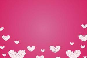 Paper elements in shape of heart  on pink background. Vector symbols  Valentine's Day, birthday greeting card design.