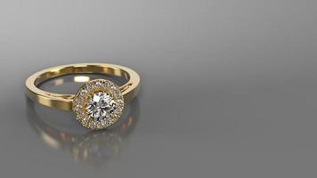 luxury diamond engagement ring in golden metal color photo