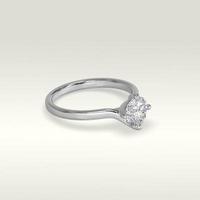 solitaire engagement ring laying down position in white gold 3D render photo