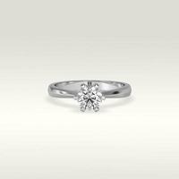 solitaire engagement ring laying down position in white gold 3D render photo