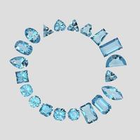 aquamarine color stone in all gem shapes 3D render photo