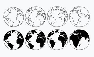 set of cartoon globes isolated on a white background. vector