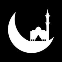 Crescent moon with mosque vector