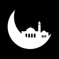 Crescent moon with mosque vector