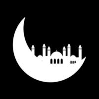 Crescent moon with mosque vector