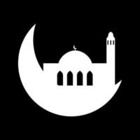 Crescent moon with mosque vector