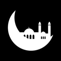 Crescent moon with mosque vector