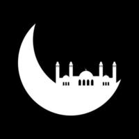 Crescent moon with mosque vector