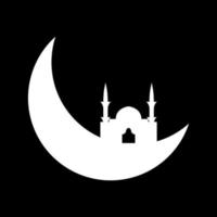 Crescent moon with mosque vector