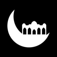 Crescent moon with mosque vector