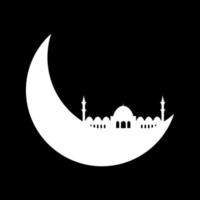 Crescent moon with mosque vector