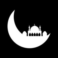 Crescent moon with mosque vector