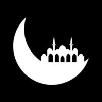 Crescent moon with mosque vector