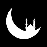 Crescent moon with mosque vector