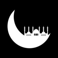 Crescent moon with mosque vector