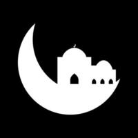 Crescent moon with mosque vector