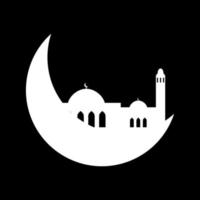 Crescent moon with mosque vector