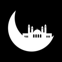 Crescent moon with mosque vector