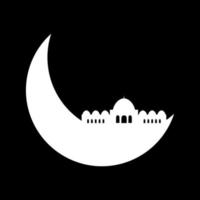 Crescent moon with mosque vector