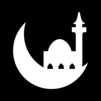 Crescent moon with mosque vector