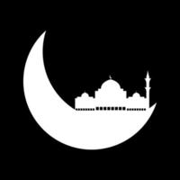 Crescent moon with mosque vector