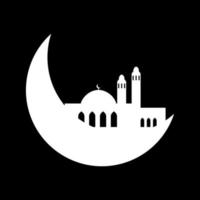 Crescent moon with mosque vector