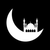 Crescent moon with mosque vector