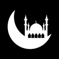 Crescent moon with mosque vector