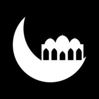 Crescent moon with mosque vector