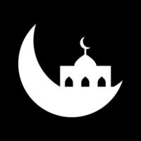 Crescent moon with mosque vector