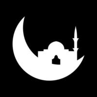 Crescent moon with mosque vector