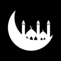 Crescent moon with mosque vector