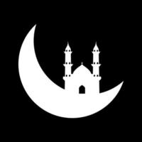 Crescent moon with mosque vector