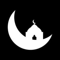 Crescent moon with mosque vector