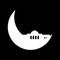 Crescent moon with mosque vector