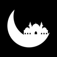 Crescent moon with mosque vector