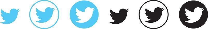 Twitter logo round icon in light blue color vector