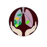 illustration of Lungs, twigs and green leaves as a symbol of healthy and sick lungs. World Tuberculosis Day or World Lung Day concept. vector