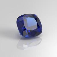 blue sapphire gemstone cushion square 3D render photo